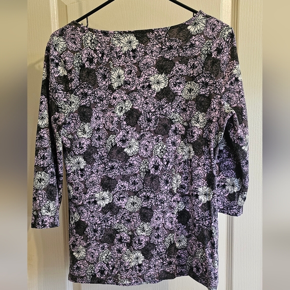 Ann Taylor Large Purple Floral Blouse - Picture 3 of 4